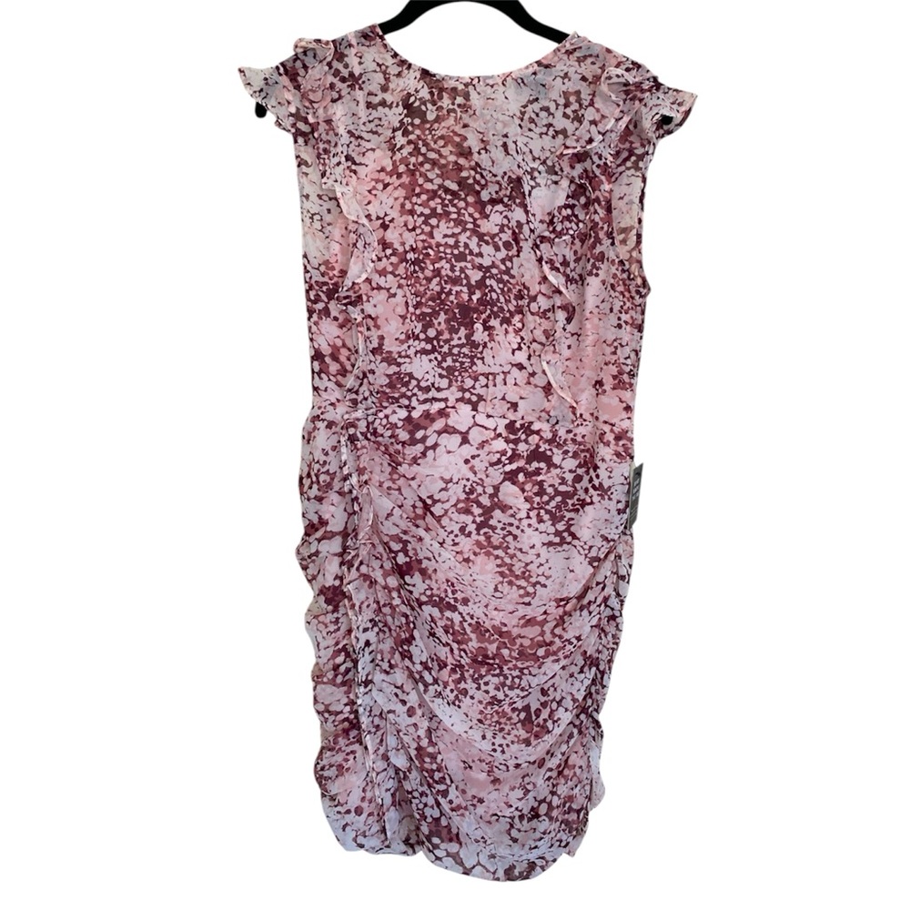 Express Pink Floral Ruffle Mini Dress Medium NWT Ruched Party Cocktail